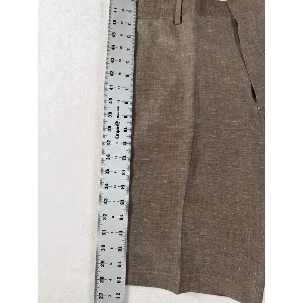Louis Raphael Tailored Slim Fit Linen Viscose Wheat Brown Mens Shorts Size 35 - Picture 7 of 10